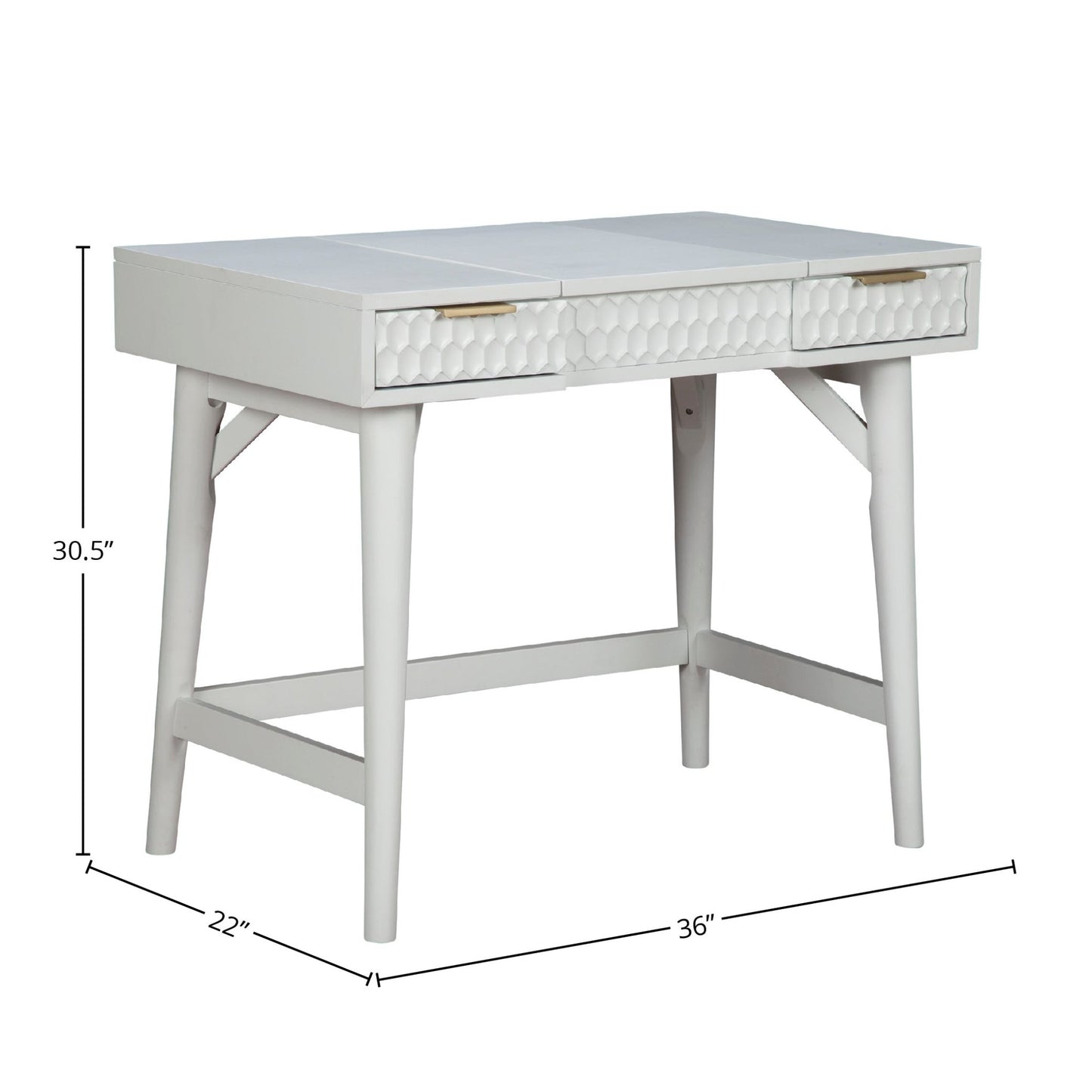 White Pearl Bedroom Vanity Desk - Origins by Alpine