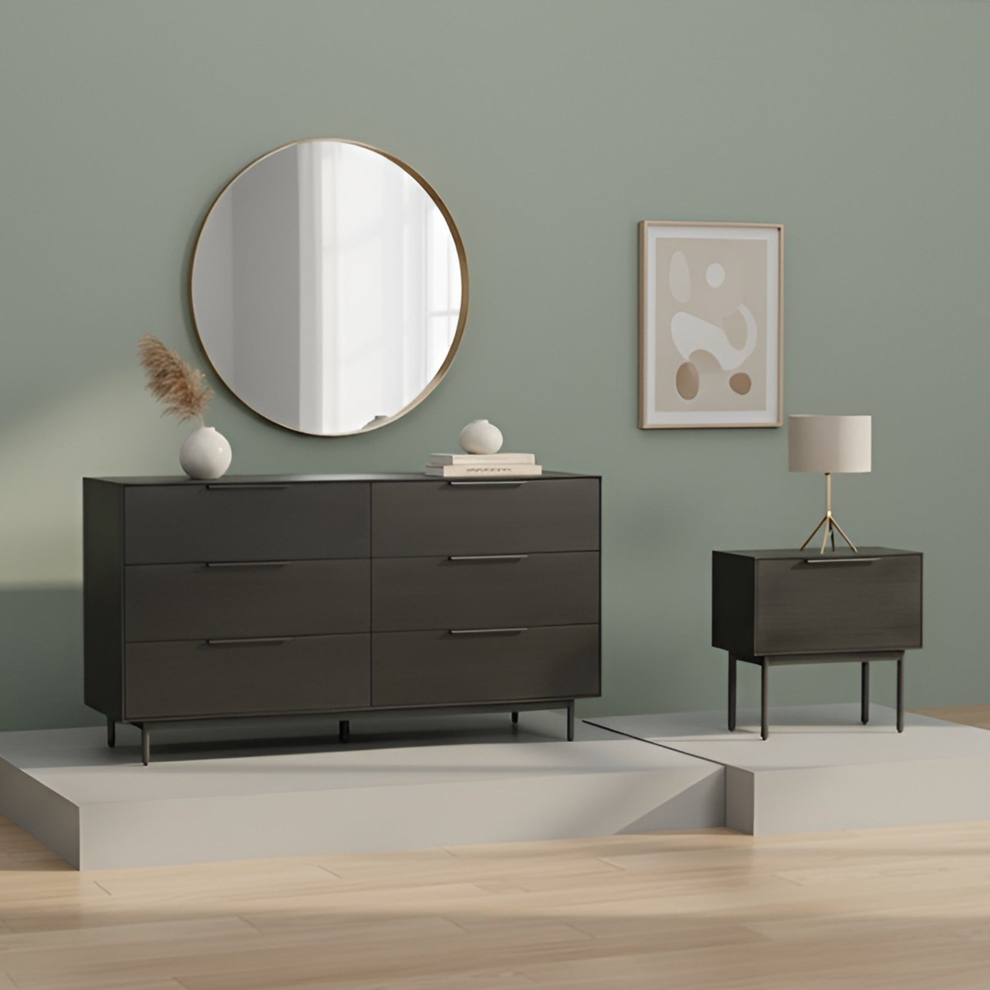 black gray dresser Acme Louis Philippe Dresser (Dark Gray)