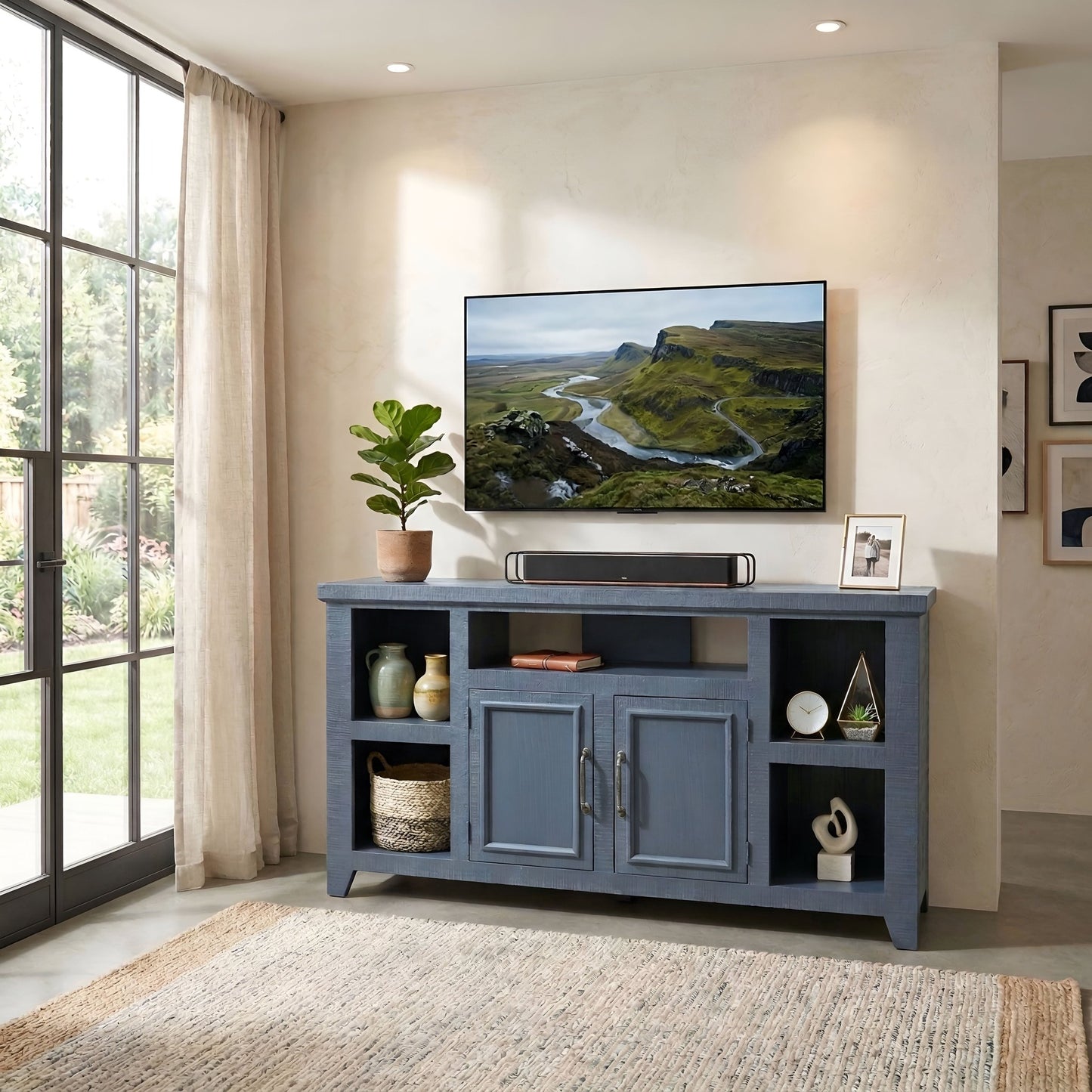 Bowen 60" TV Console, Slate Blue - Origins by Alpine