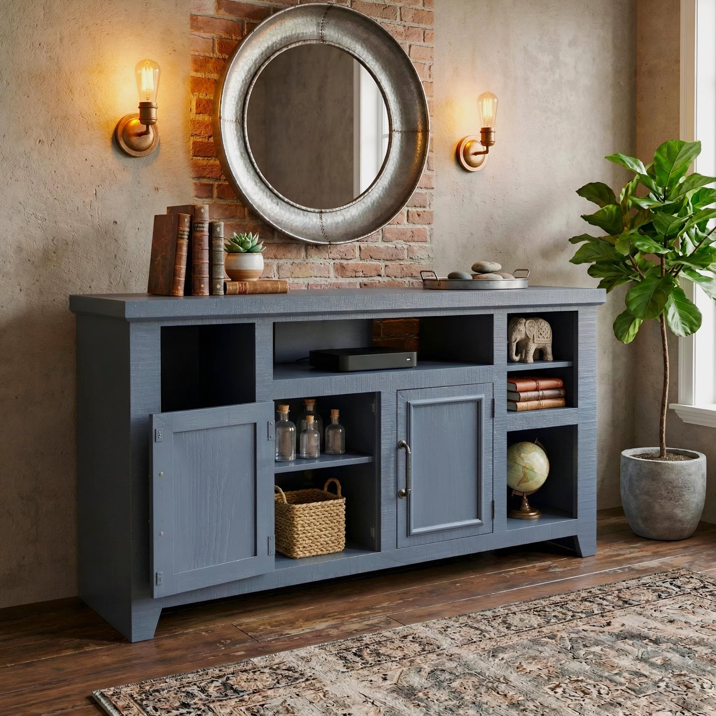 Bowen 60" TV Console, Slate Blue - Origins by Alpine