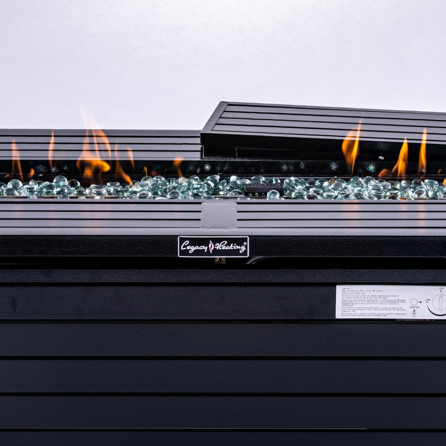 Vista Rectangular Fire Pit Table, Hammered Black - Origins by Alpine