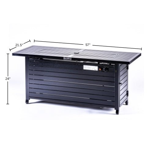 Vista Rectangular Fire Pit Table, Hammered Black - Origins by Alpine