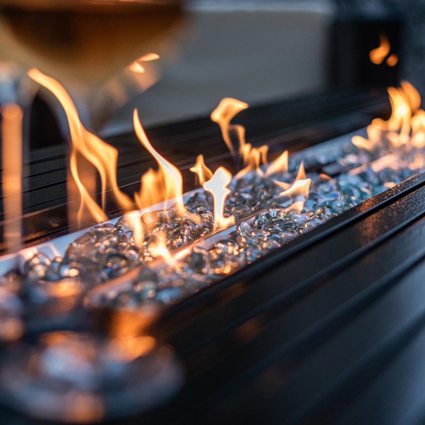 Vista Rectangular Fire Pit Table, Hammered Black - Origins by Alpine