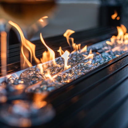 Vista Rectangular Fire Pit Table, Hammered Black - Origins by Alpine