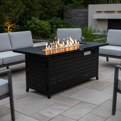 Vista Rectangular Fire Pit Table, Hammered Black - Origins by Alpine