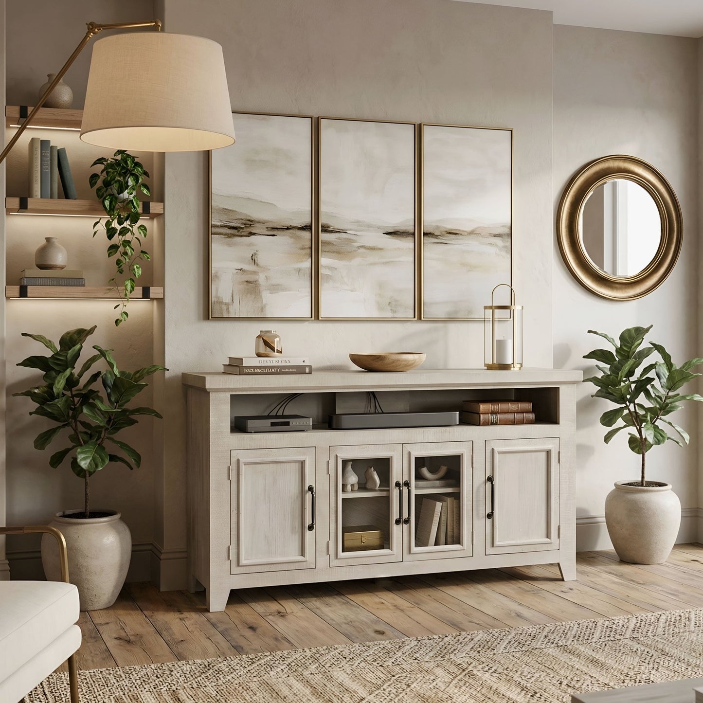 Willow Creek 60" TV Console, White Wash - Origins by Alpine