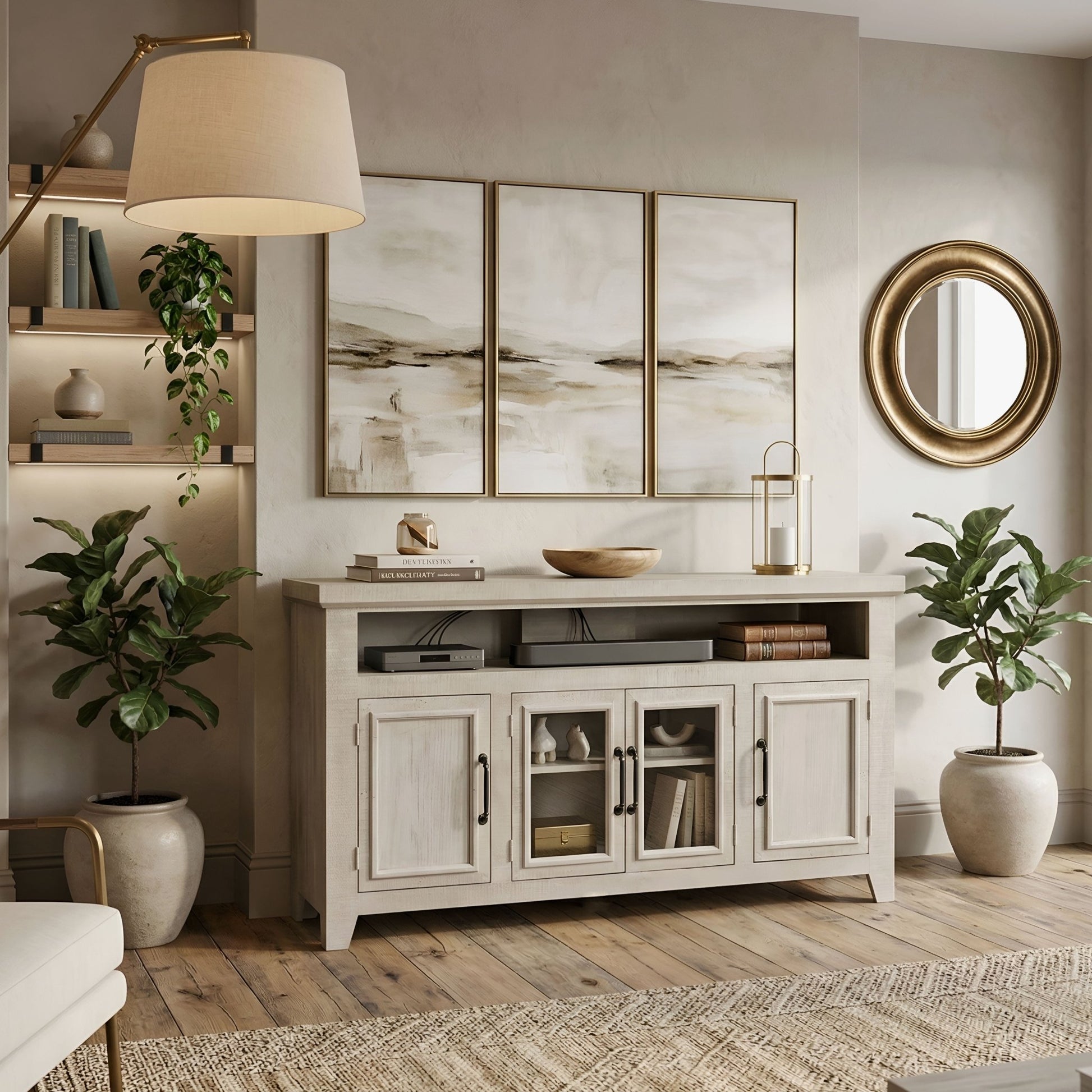 Willow Creek 60" TV Console, White Wash - Origins by Alpine