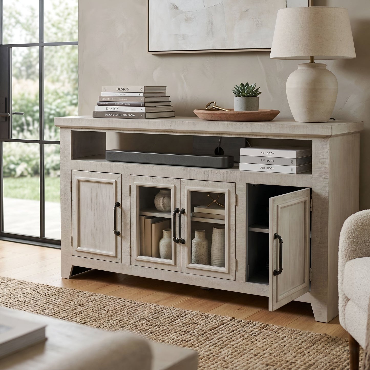 Willow Creek 60" TV Console, White Wash - Origins by Alpine