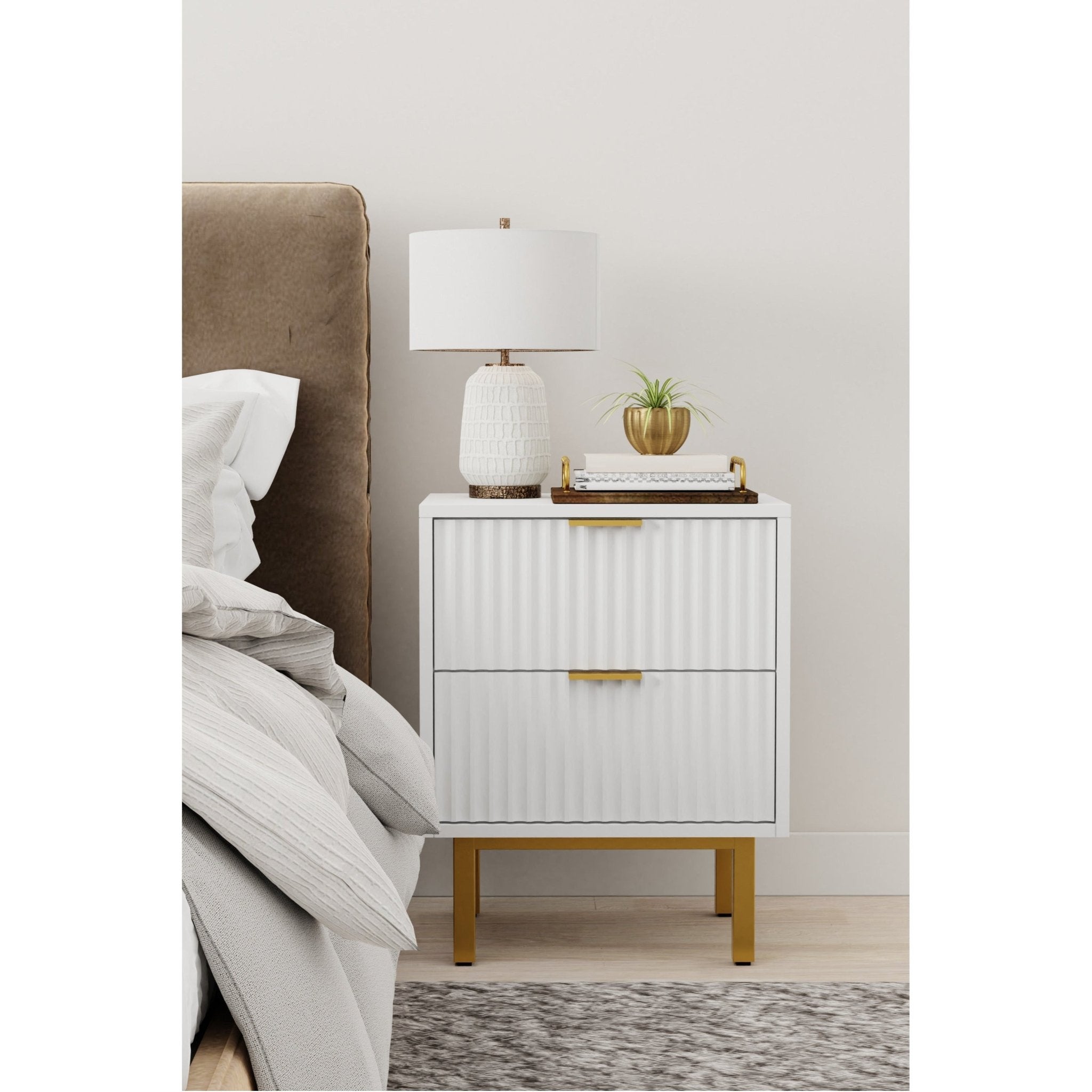 Textured on sale white nightstand