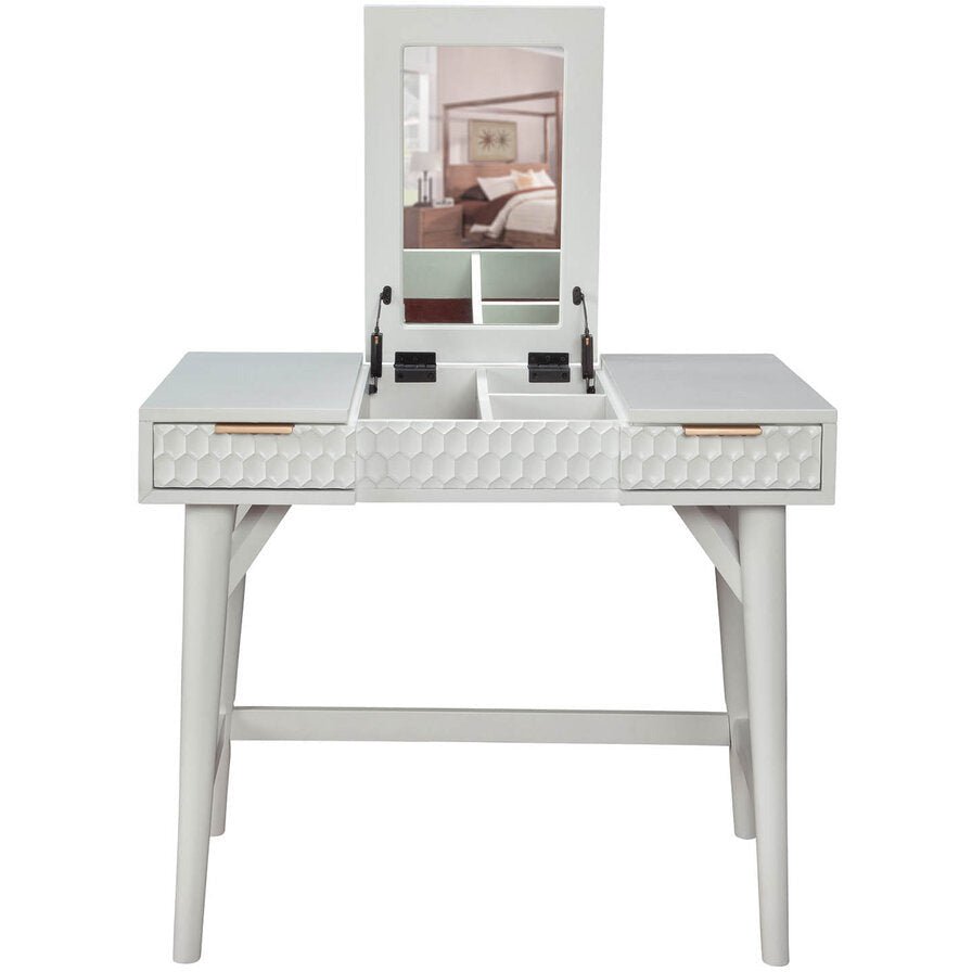 White Pearl Bedroom Vanity Desk - Origins by Alpine