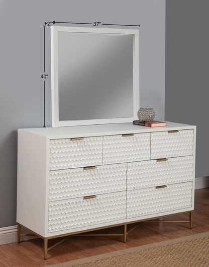 white dresser gold mirror GOTHIC 6 DRAWER DRESSER AND MIRROR, GOLD AND WHITE